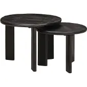 Syfax Tables basses gigognes 2 pcs Blanc Bois de mangue massif