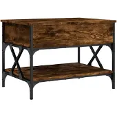 Syfax Table basse chêne fumé 70x50x50 cm bois d'ingénierie et métal