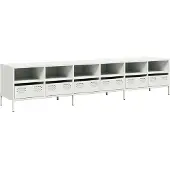 Syfax Meuble TV blanc 202x39x43,5 cm acier laminé à froid