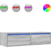 Syfax Meuble TV avec lumières LED sonoma gris 100X35,5x25 cm