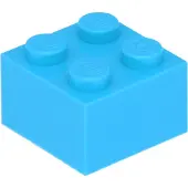 LEGO brique 2x2 3003 - 100 pièces bleu azur moyen