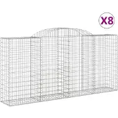 vidaXL Gabions avec arc surélevé 8 pcs. 300x50x140/160cm Fer galvanisé