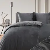 Blumtal literie 200x200 & 2x 80x80cm Cashmere-Touch peluche en gris foncé