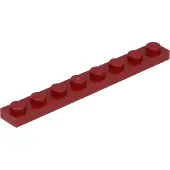 LEGO 1x8 plaque 3460 - 50 pièces rouge foncé