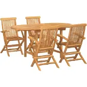 Syfax Ensemble de salle à manger pour jardin 5 pcs Marron