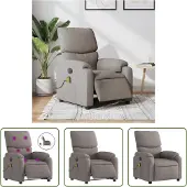 The Living Store Fauteuil de massage électrique Taupe Tissu