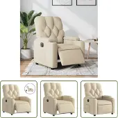 The Living Store Fauteuil relax électrique Crème Tissu