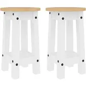 Syfax Tabourets de bar lot de 2 blanc bois massif de pin