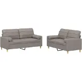 vidaXL Ensemble de canapés 2 pièces avec coussins Tissu Taupe