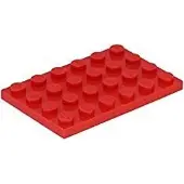 LEGO : 10x plaque de construction rouge 4x6 picots