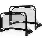 Northix Foldable Pop-Up Soccer Goal with Target Wall, Black