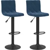 Syfax Tabourets de bar lot de 2 bleu velours
