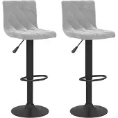Syfax Tabourets de bar lot de 2 gris clair velours