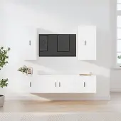Syfax Ensemble de meubles TV 5 pcs Blanc Bois d'ingénierie