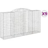 vidaXL Gabions avec arc surélevé 9 pcs. 300x50x160/180cm Fer galvanisé
