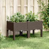 Prolenta Maison Exclusive - Jardinière sur pieds marron 80x40x42 cm PP