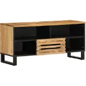 Syfax Meuble TV 100x34x46 cm bois massif de manguier brut