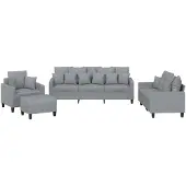 vidaXL Ensemble de canapés 4 pièces avec coussins Tissu gris clair