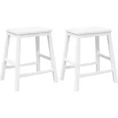 Syfax Chaises de bar 2 pcs blanc bois massif d'hévéa