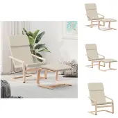 vidaXL Fauteuil de relaxation avec pouf Tissu Crème - Fauteuil
