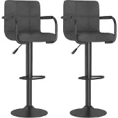 Syfax Tabourets de bar lot de 2 gris foncé tissu