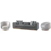 AEA Salon gris-blanc Ensemble de sièges embourrés Canapés 4 places Fauteuils