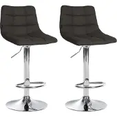 CLP Lot de 2 tabourets de bar Jerry en tissu, réglables en hauteur, pivotants et avec dossier, hauteur d'assise 62,5-84 cm