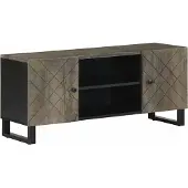 Syfax Meuble TV noir 105x33x46 cm bois massif de manguier