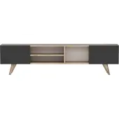 En.casa [] Armoire TV Assens 160x31x40cm chêne et noir