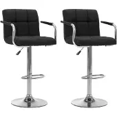 Syfax Chaises de bar lot de 2 noir tissu