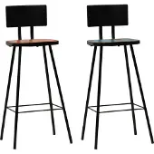 The Living Store Barhocker 2 Stk. Massives Altholz