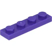 LEGO 1x4 plaque 3710 - 50 pièces violet foncé