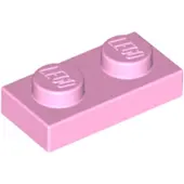 LEGO 100x 1x2 assiettes 3023 - Assiette rose clair - Rose vif