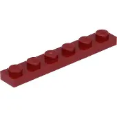 LEGO 1x6 plaque 3666 - 50 pièces rouge foncé