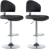 Syfax Tabourets de bar lot de 2 noir similicuir