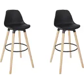 Home Deco Factory Lot de 2 Tabourets de Bar - - Walt - Ergonomiques - Noir et Marron