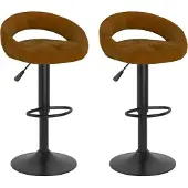 Syfax Tabourets de bar lot de 2 marron velours