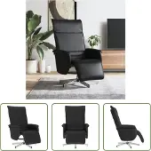 The Living Store Fauteuil relax avec repose-pieds Noir Similicuir