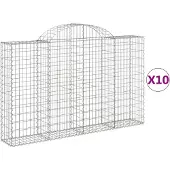 vidaXL Gabions avec arc surélevé 10pcs 200x30x120/140cm Fer galvanisé