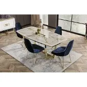 Xl Moebel Gmbh Table à manger moderne blanche en bois et métal