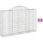 vidaXL Gabions avec arc surélevé 8 pcs. 200x30x120/140cm Fer galvanisé