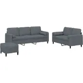 vidaXL Ensemble de canapés 3 pièces avec coussins gris foncé velours