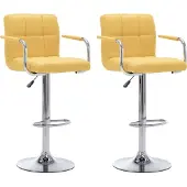 Syfax Chaises de bar lot de 2 jaune tissu