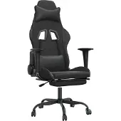 Syfax Chaise de jeu de massage avec repose-pied Noir Similicuir