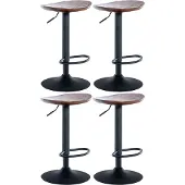 CLP Chaise de bar Skelde (lot de 4) - piètement noir, métal / bois massif - Natura