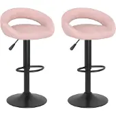 Syfax Tabourets de bar lot de 2 rose velours