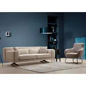 AEA Wohnzimmer Grau-Weiße Couchgarnitur Designer Sessel 2x Polster 3-Sitzer