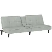 Syfax Canapé-lit avec porte-gobelets gris clair velours