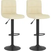 vidaXL Tabouret de bar 2 pcs. Tissu crème