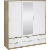 Dmora Line Armoire Chêne structuré Blanc brillant
